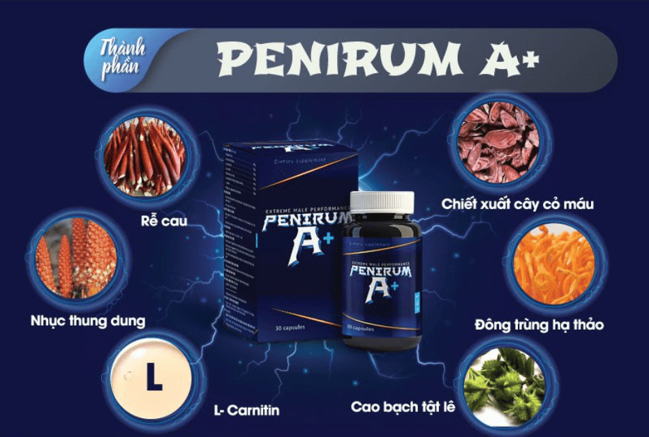 Viên nén Penirum A+ sản phẩm hỗ trợ tăng cường sinh lý nam giới